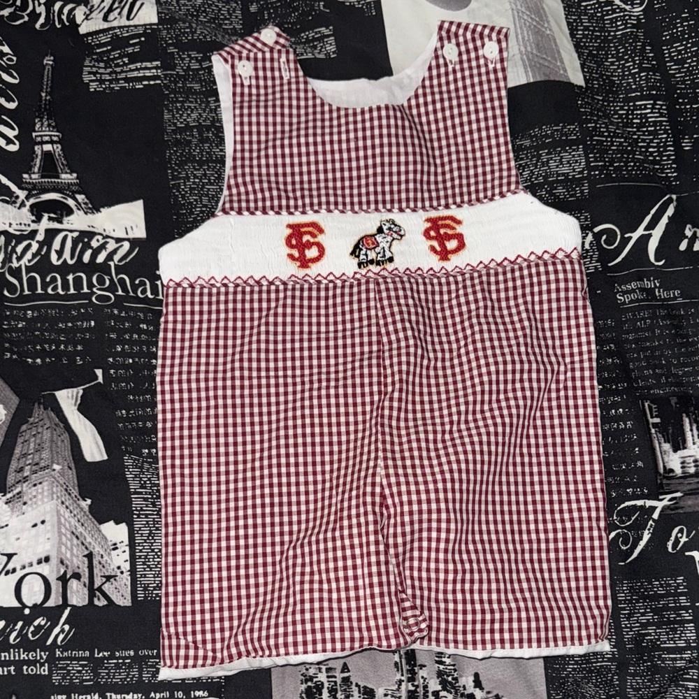 Florida State Seminoles Red and White Gingham Baby Romper